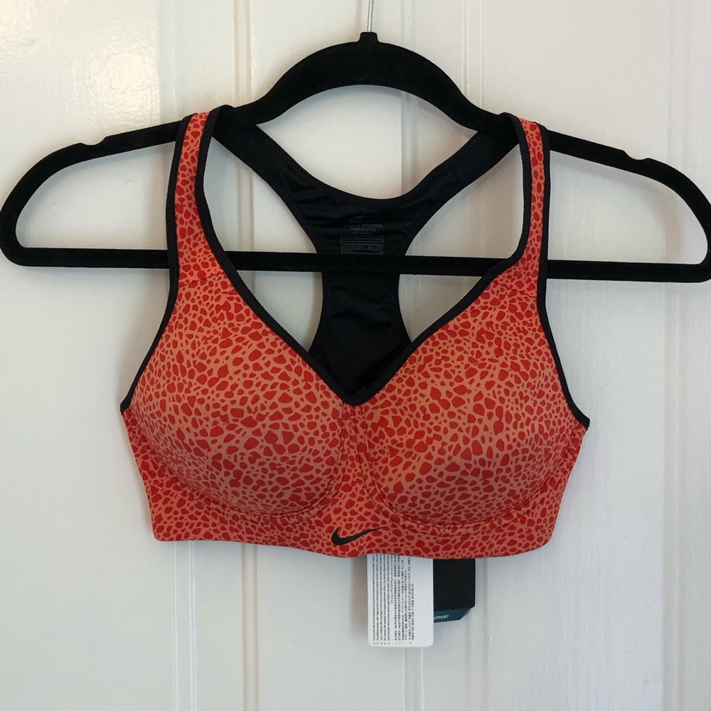 NWT Nike orange/red high support sports bra